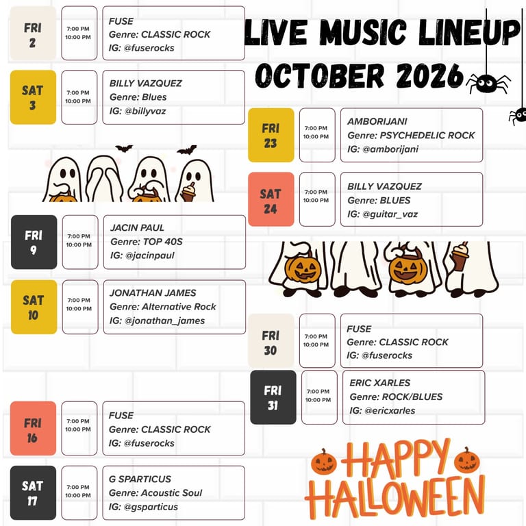 OCTOBER MUSIC CALENDAR