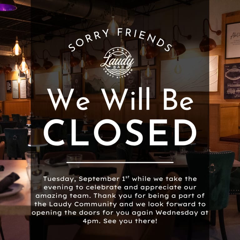 Closed Tuesday, September 1st