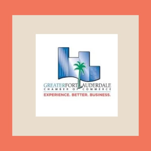 Greater Fort Lauderdale Chamber of Commerce logo with blue buildings and a palm tree.