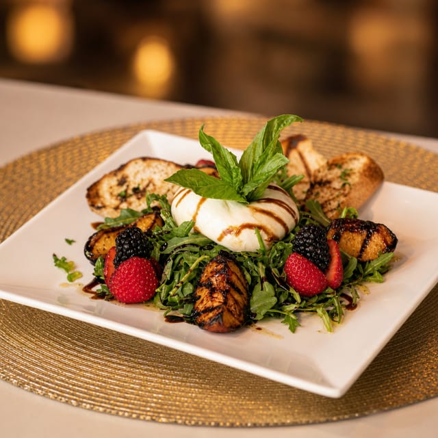 Seasonal Burrata Salad.